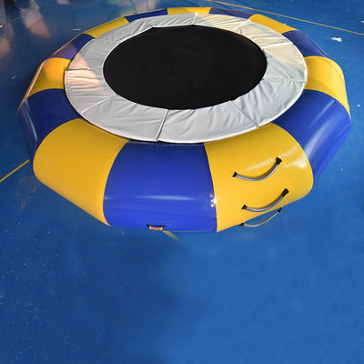 PVC Tarpaulin Round Inflatable Water Trampoline Durable With Spring Structure